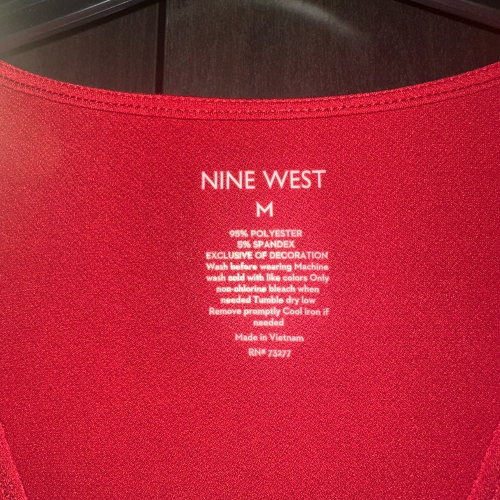 Nine West Vibrant Red Long Sleeve Wrap Dress - Picture 3 of 5